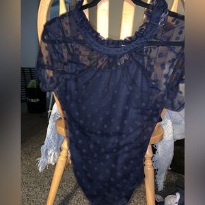 Navy blue, polka dot, one piece
